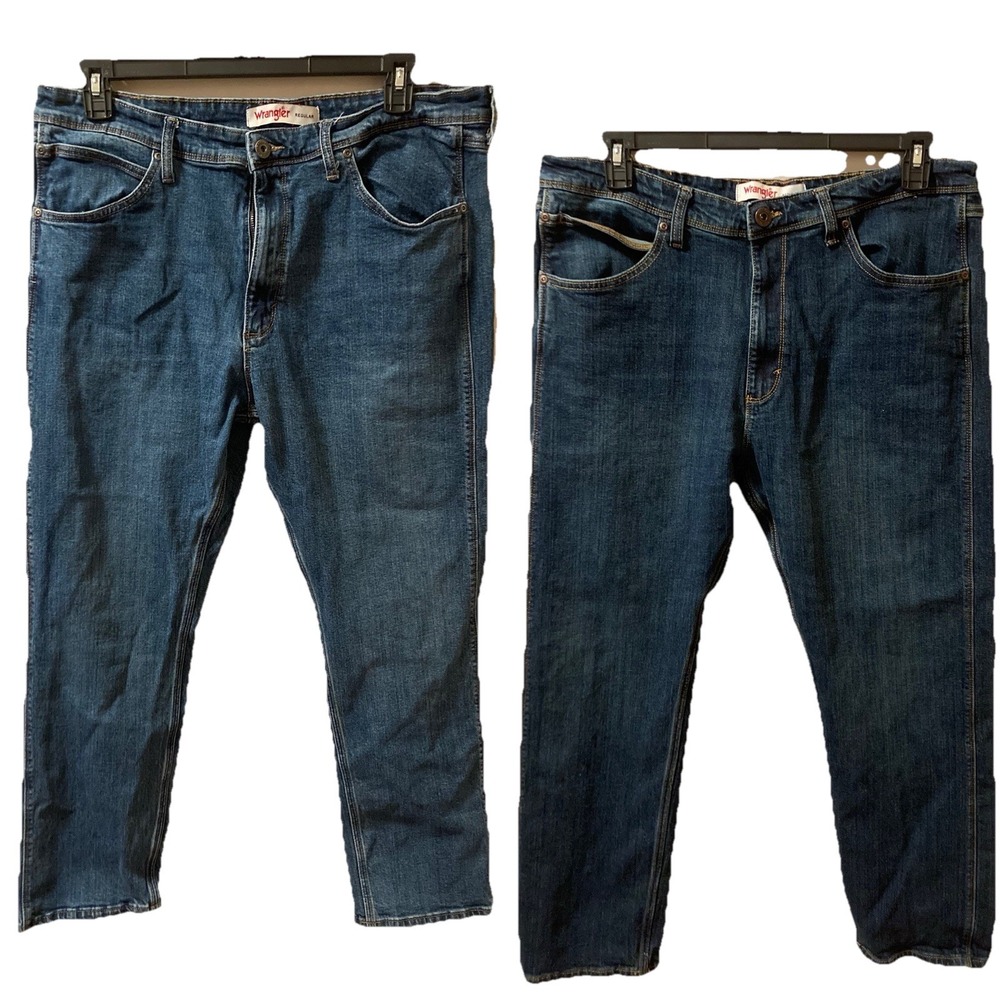 Wrangler Regular Fit Stretch Blue Jeans Lot Of 2 38x29 #1796601